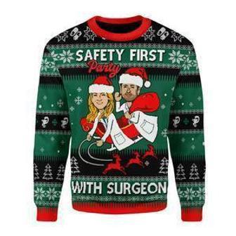 Safety First Party With Surgeon Ugly Christmas Sweater | Favorety UK