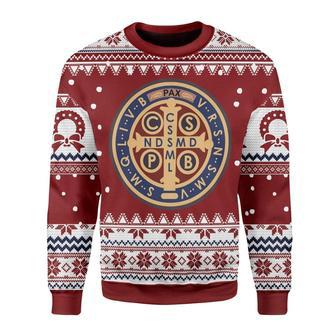 Saint Benedict Medal Christmas Sweater | Favorety