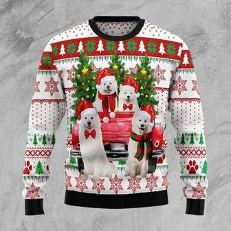 Samoyed Red Truck Ugly Christmas Sweater | Favorety AU