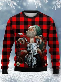 Santa Check Print Casual – Ugly Sweater Christmas | Favorety