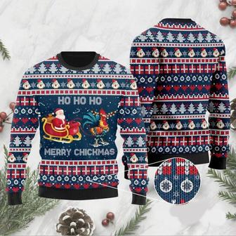 Santa Claus And Chicken Ho Ho Ho Mery Chickmas Ugly Christmas Sweater | Favorety UK