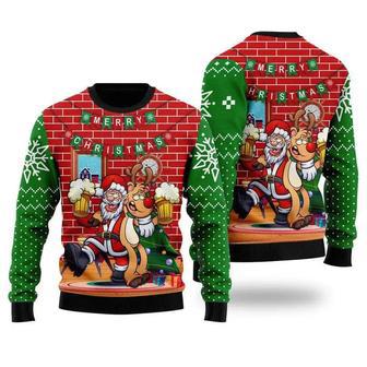 Santa Claus Drunk Merry Xmas Funny Ugly Christmas Sweater | Favorety DE