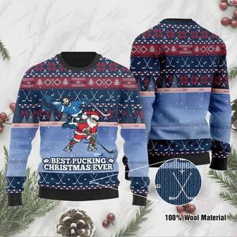 Santa Claus For Ice Hokey Lovers Ugly Christmas Sweater | Favorety CA