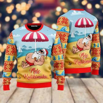 Santa Claus Mele Kalikimaka Beach Ugly Christmas Sweater For Men & Women | Favorety CA