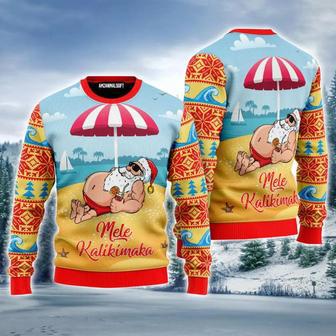 Santa Claus Mele Kalikimaka Beach Ugly Christmas Sweater | Favorety UK