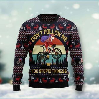 Santa Claus On Mountain Bike Ugly Christmas Sweater | Favorety AU