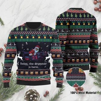 Santa Claus Plays Drum Ugly Christmas Sweater | Favorety DE