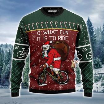 Santa Claus Ugly Christmas Sweater, Jumper, Santa Cycling, Christmas Gifts Ugly | Favorety CA