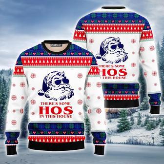 Santa Claus Ugly Sweater, Santa There’s Some HOS In This House Funny Ugly Sweater | Favorety