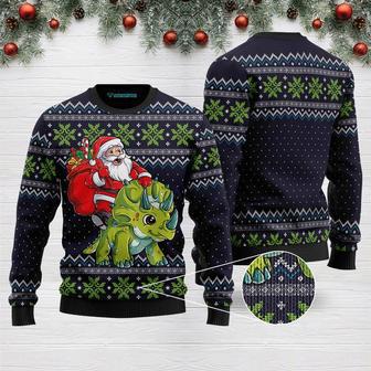 Santa Dinosaur Triceratops Ugly Christmas Sweater | Favorety