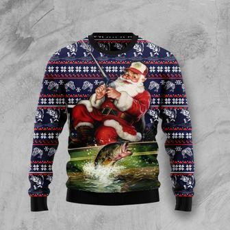 Santa Fishing Ugly Christmas Sweater | Favorety AU