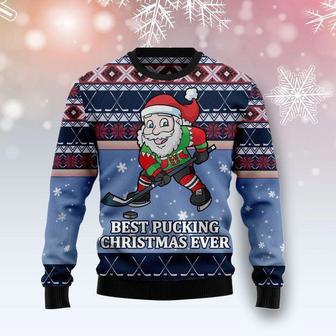 Santa Hockey Ugly Christmas Sweater | Favorety