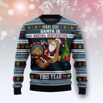 Santa Is Social Distancing Ugly Christmas Sweater | Favorety