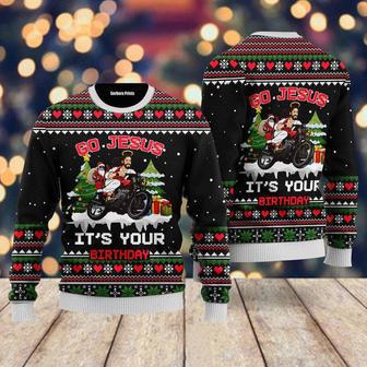 Santa Jesus Ride Motobike Ugly Christmas Sweater For Men & Women | Favorety UK