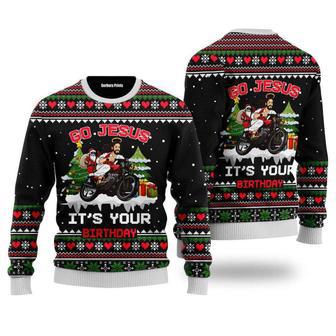 Santa Jesus Ride Motobike Ugly Christmas Sweater, Jumper Gift | Favorety UK