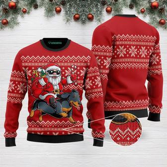 Santa Riding Dachshund Ugly Christmas Sweater | Favorety DE