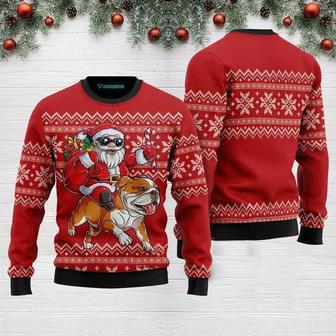 Santa Riding English Bulldog Ugly Christmas Sweater | Favorety DE