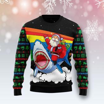 Santa Riding Shark Ugly Christmas Sweater | Favorety UK