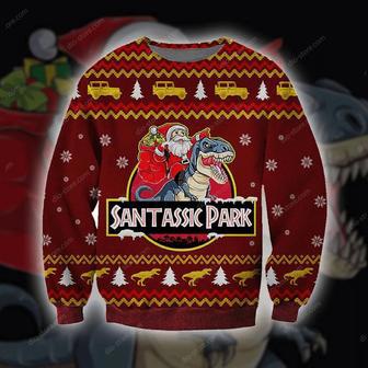 Santassic Park Knitting Pattern Print Ugly Christmas Sweater | Favorety AU