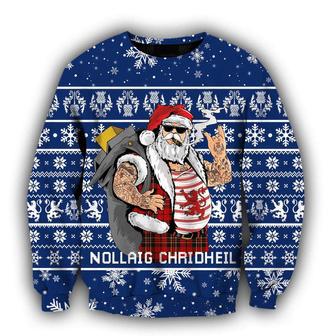 Scottish Gangster Santa Blue Ugly Christmas Sweater | Favorety