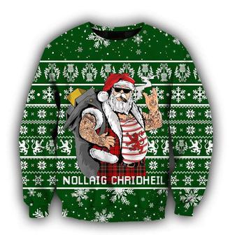 Scottish Gangster Santa Green Ugly Christmas Sweater | Favorety CA