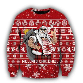 Scottish Gangster Santa Red Ugly Christmas Sweater | Favorety CA