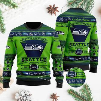 Seattle Seahawks Football Team Ugly Christmas Sweater, Jumpers | Favorety