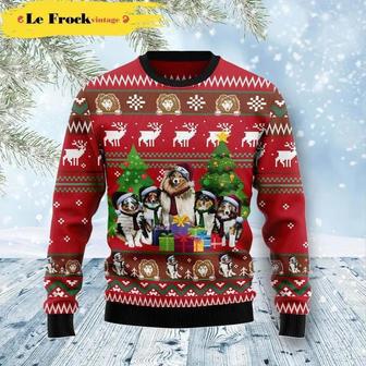 Shetland Sheepdogs Family Snow Dog Ugly Christmas Sweater, Jumpers | Favorety DE