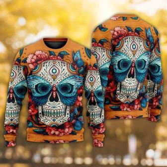 Skull And Butterfly Abstract Vintage Colorful – Sweater – Ugly Christmas Sweaters | Favorety UK