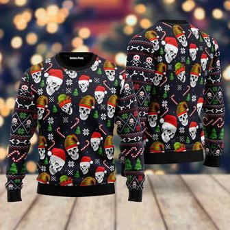 Skull Face Christmas Sweater For Men & Women | Favorety