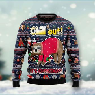 Sloth Santa Chill Out Is Christmas Ugly Christmas Sweater | Favorety AU