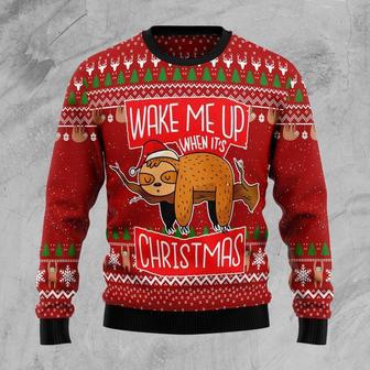 Sloth Wake Me Up When Its Christmas Ugly Christmas Sweater | Favorety DE