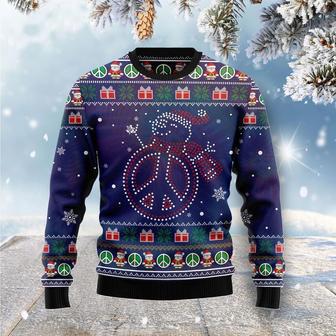 Snowman Peace Sign Ugly Christmas Sweater | Favorety