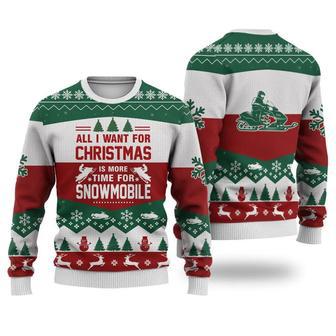 Snowmobile All I Want For Christmas Sweater Christmas Knitted Print Sweatshirt | Favorety UK