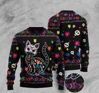 Sugar Skull Cat Ugly Christmas Sweater | Favorety