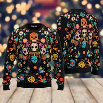 Sugar Skull Ugly Christmas Sweater For Men & Women | Favorety