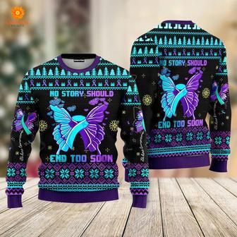 Suicide Prevention Awareness Butterfly Ugly Christmas Sweater For Men & Women | Favorety