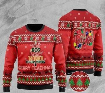 Teacher It Takes Big Heart Ugly Christmas Sweater | Favorety