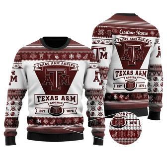 Texas A&M Aggies Football Team Personalized Ugly Christmas Sweater, Jumper | Favorety CA