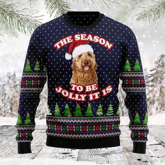 The Season To Be Jolly Goldendoodle Ugly Christmas Sweater | Favorety UK