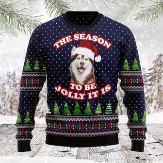 The Season To Be Jolly Siberian Husky Ugly Christmas Sweater | Favorety UK