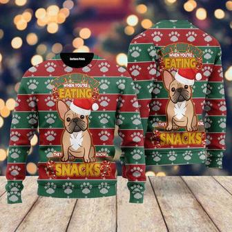 They See You When You’re Eating Christmas French Bulldog Ugly Christmas Sweater For Men & Women | Favorety CA