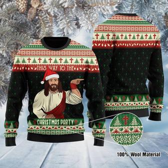 This Way To The Christmas Party Ugly Christmas Sweater | Favorety CA