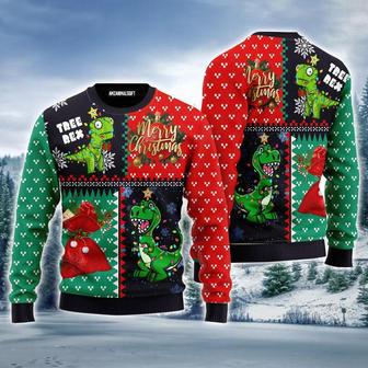 Tree Rex Ugly Sweater, Funny Green Tree Rex Merry Christmas Ugly Sweater | Favorety