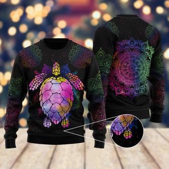 Turtle Purple Mandala Ugly Christmas Sweater For Men & Women | Favorety AU