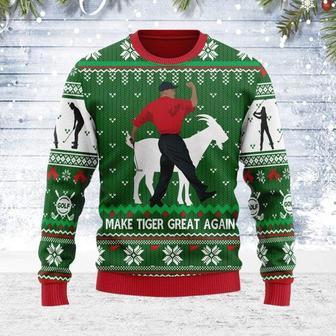 Ugly Christmas Sweater Make Tiger Great Again For Men Women Holiday Sweater | Favorety