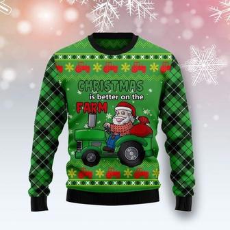 Ugly Santa Farmer Christmas Is Better On The Farm Christmas Sweater | Favorety UK