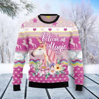 Unicorn Believe In Magic Ugly Christmas Sweater | Favorety AU