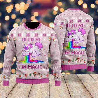 Unicorn Believe In Magic Ugly Christmas Sweater For Men & Women | Favorety AU