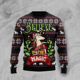 Unicorn Believe In The Magic Ugly Christmas Sweater | Favorety AU